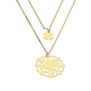 Naszyjnik złoty ażurowa koniczyna i gładka koniczynka/anker 2x AR VX5FOR6N10695-LS próba 375