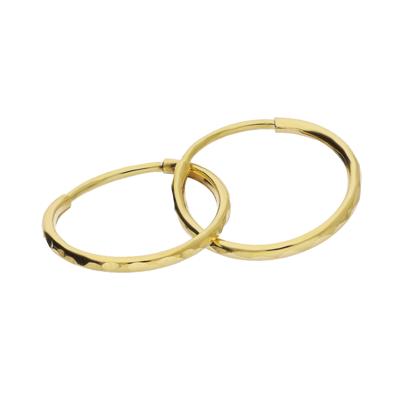 Złote Kolczyki Kółka Taflowane pr. 585 Szarniry 15mm - JubilerSezam.pl