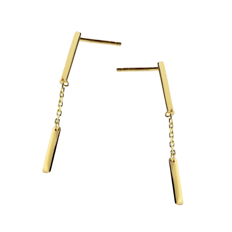 Kolczyki złote dwie gładkie blaszki i rolo/sztyft AR X6FOR6EB1753 próba 585