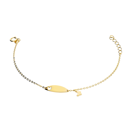 Bransoleta złota dla dziecka blaszka z wyciętym motylkiem