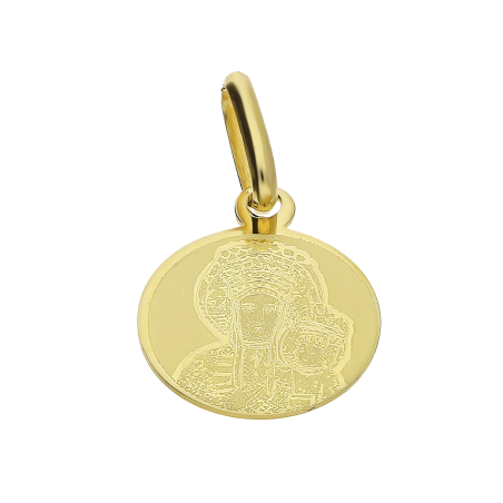 Medalik złoty Częstochowska w kole CB-034 laser próba 585