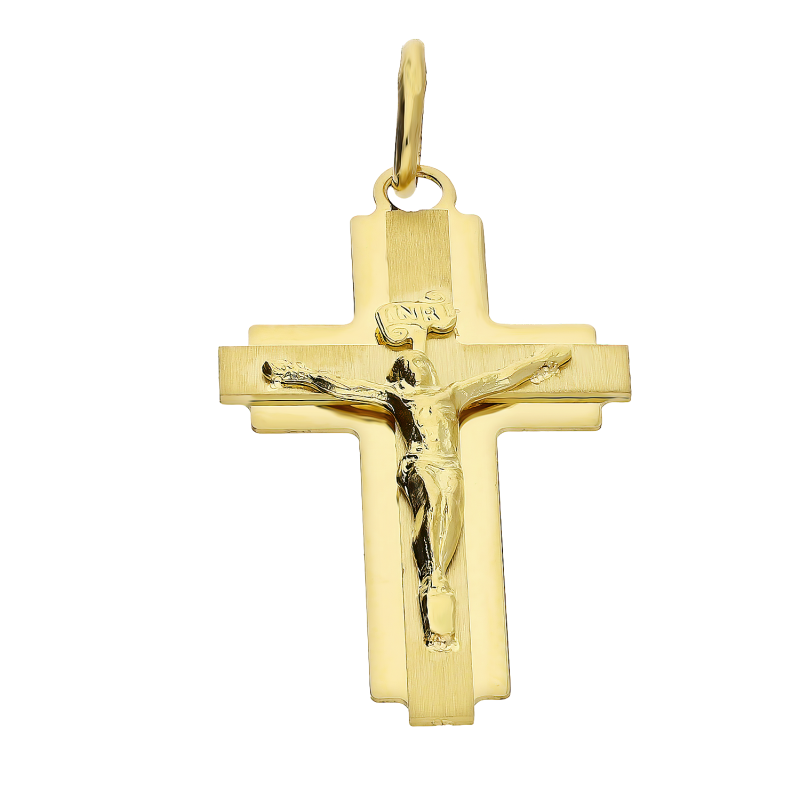 Krzyżyk złoty nakładany z wizerunkiem Pana Jezusa