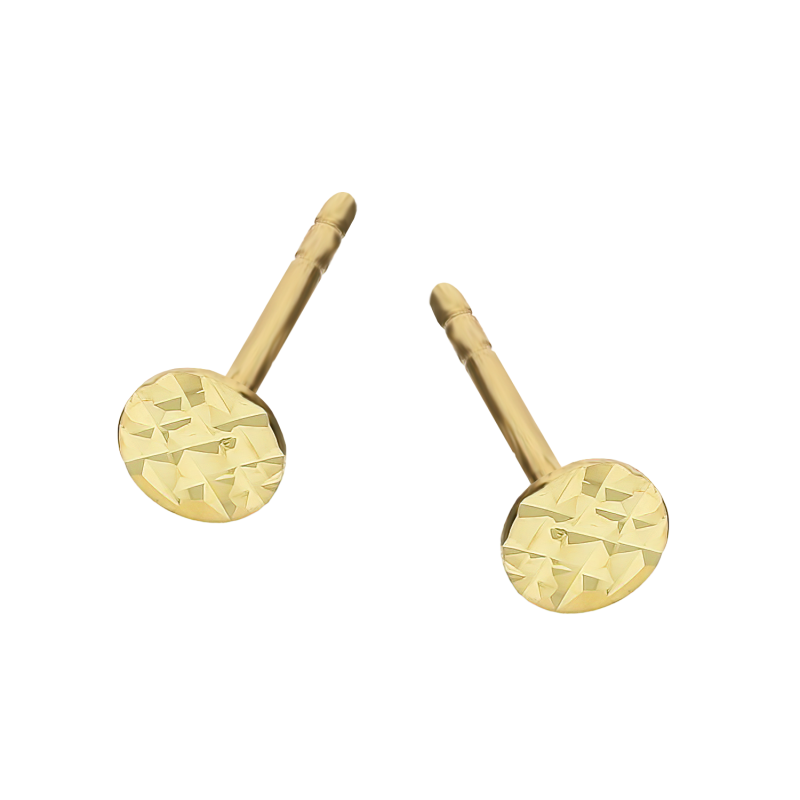 Kolczyki złote pinezka z grawerowaną kratką/sztyft MZ T23-E-LE-595-4MM-DC próba 375