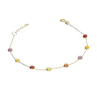 Bransoleta złota z kolorowymi kamieniami jubilerskimi/anker S3 EG-55519 próba 585