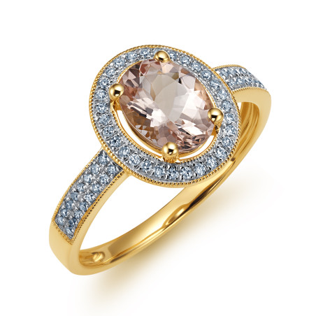 Pierścionek zaręczynowy markiza z morganitem i diamentami LC P43747 MORY