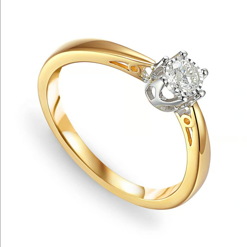 Pierścionek zaręczynowy ROYAL z białym diamentem AW 88312 YW-0,13 próba 585