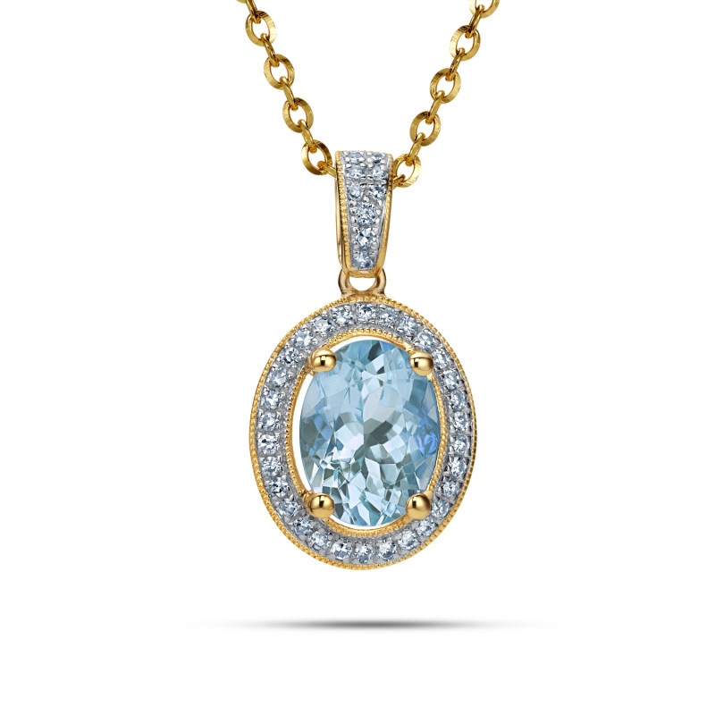 Złota Zawieszka z Topazem i Diamentami pr. 585 - JubilerSezam.pl