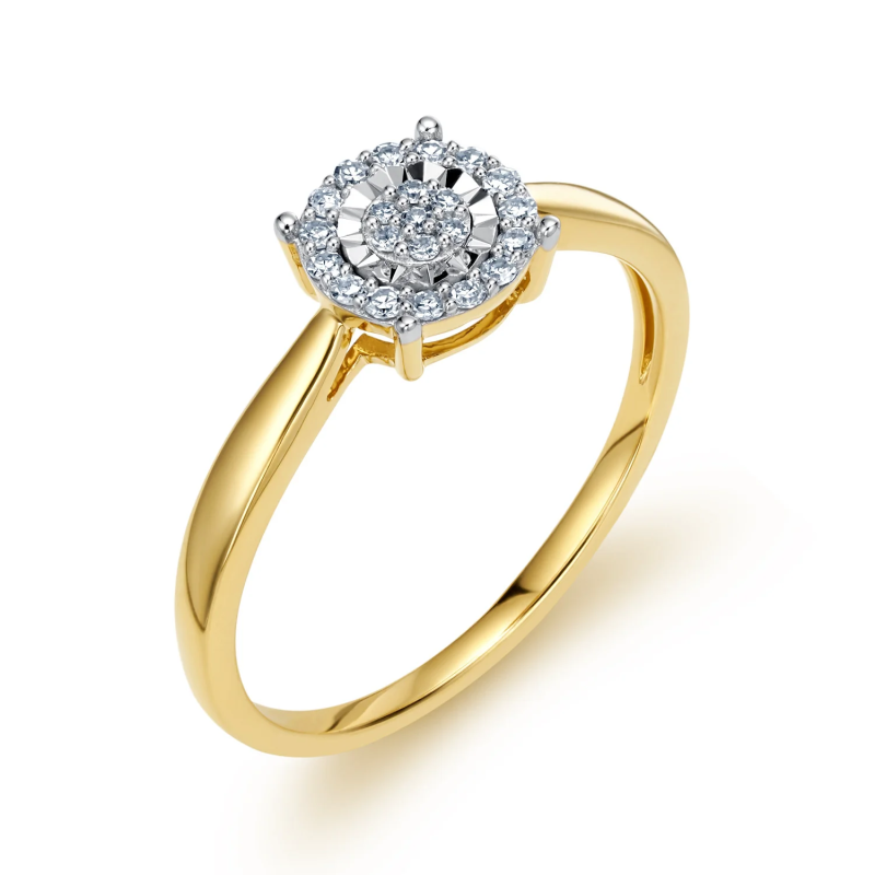 Pierścionek złoty MIRAGE białe diamenty w kółku LC JR11622 Y próba 585