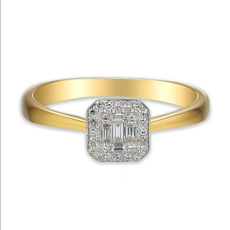 Pierścionek zaręczynowy z białymi diamentami w kwadracie AW 71618 Y próba 585