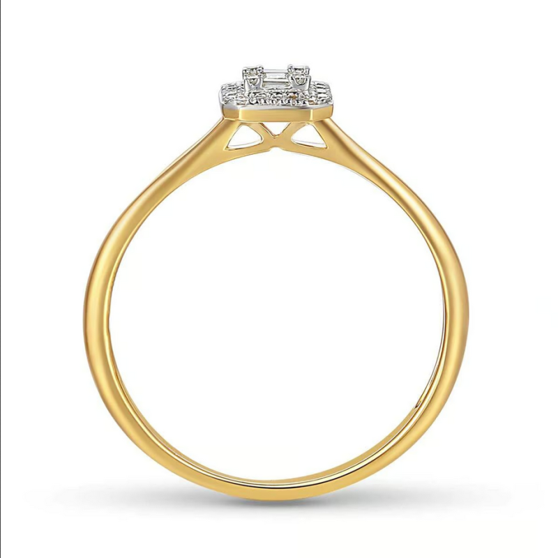 Pierścionek zaręczynowy z białymi diamentami w kwadracie AW 71618 Y próba 585