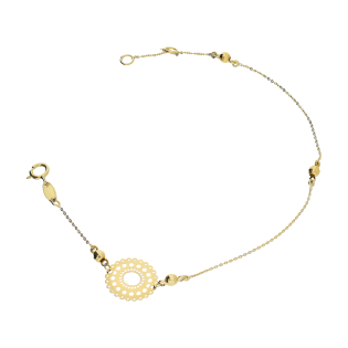 Bransoleta złota ażurowe koło z falbanką i kulki/rolo AR X8FOR8B0184-DC próba 375