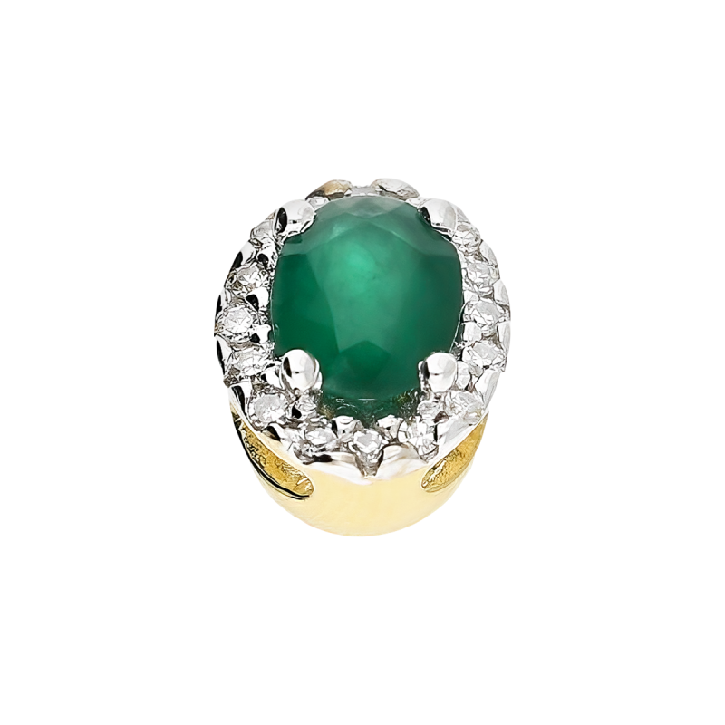 Kolczyki złote owalny szmaragd z białymi diamentami/big.zam. AW 19501 Y-EM owal Markiza próba 585