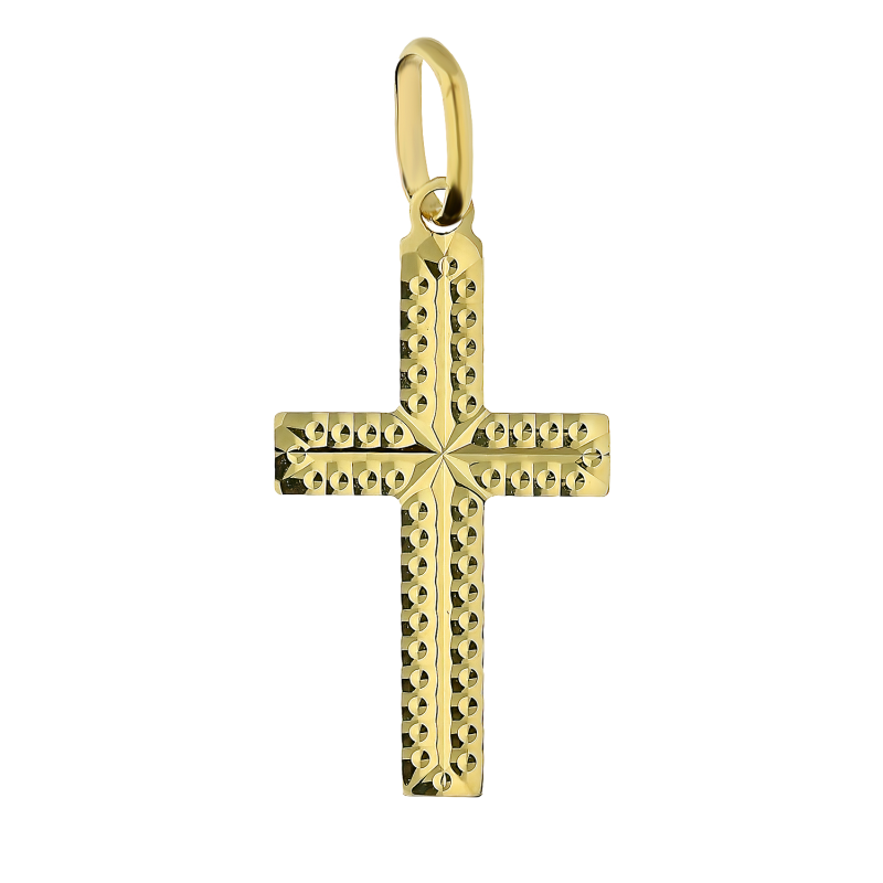 Krzyżyk złoty grawerowany z kwadratowymi ramionami CB C-773 próba 585