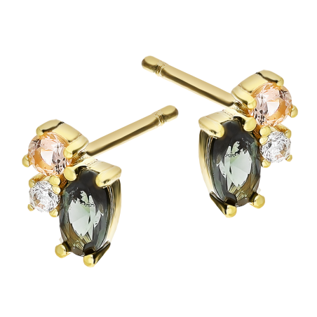 Złote kolczyki z cyrkoniami sztyft pr. 585 - JubilerSezam.pl