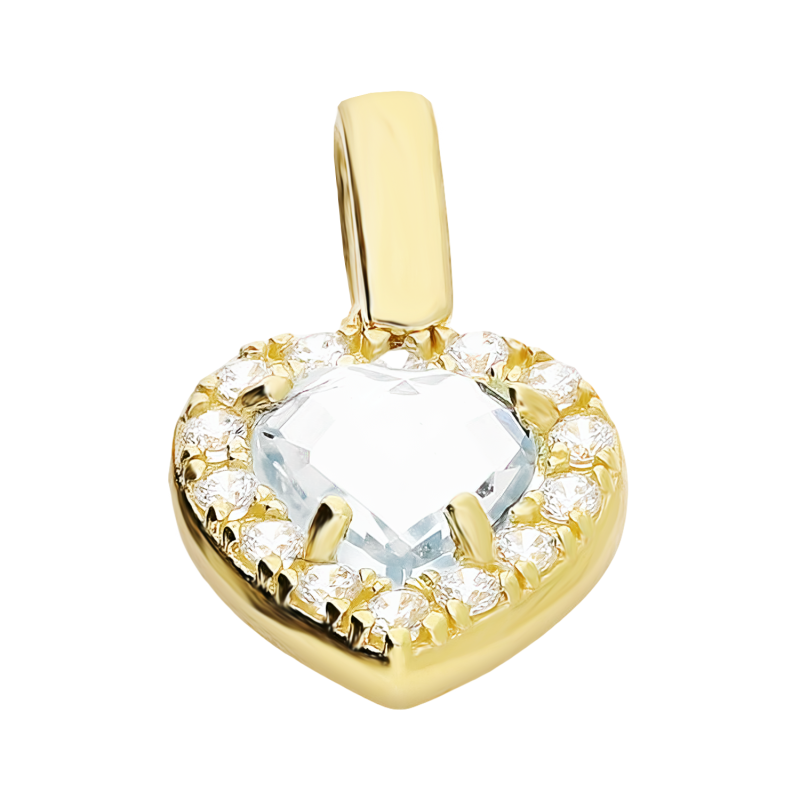 Złota Zawieszka Serce z Cyrkoniami pr. 585 - JubilerSezam.pl