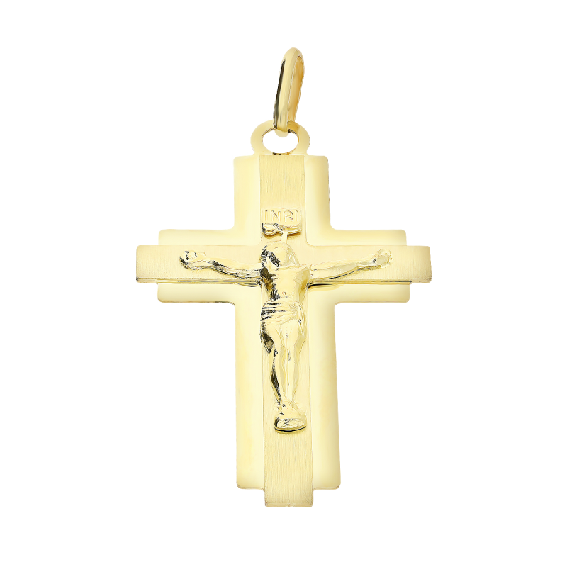 Krzyżyk złoty nakładany z wizerunkiem Pana Jezusa