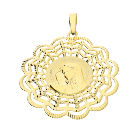 Medalik złoty Matka Bolesna w ażurowym kole  CB M-0706 próba 585