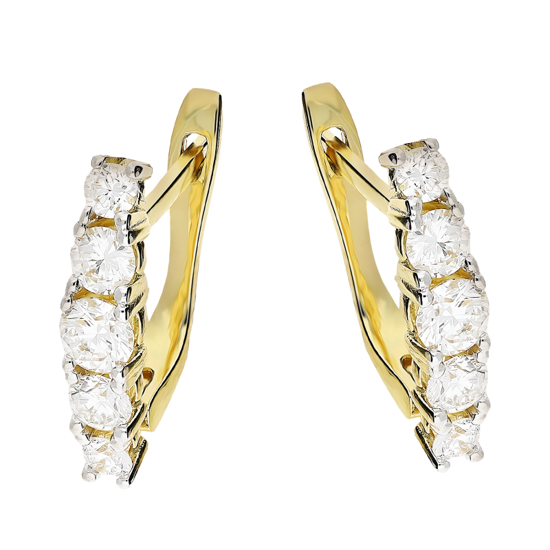 Kolczyki złote NOBLE z białymi diamentami/ang.zap KB 102-10128 próba 585