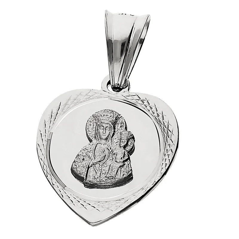 Medalik srebrny Częstochowska w sercu MV GMD052 rod próba 925