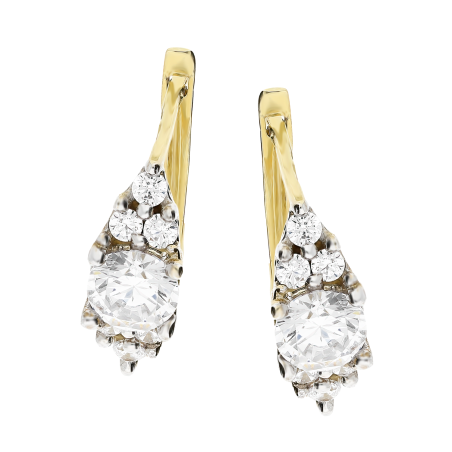 Kolczyki złote z białymi cyrkoniami/ang.zap. NB NK292-501507 próba 375