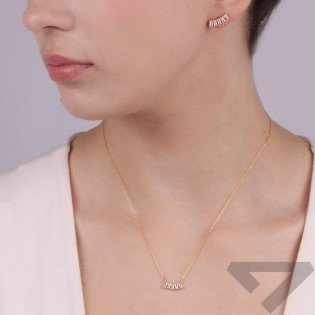 Komplet pozłacany kolczyki i naszyjnik cyrkonie bagiety NI ORZ00187-GIZ00152 GOLD próba 925