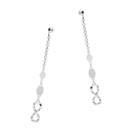 Kolczyki srebrne infinity mięte, owal i kółko/sztyft  NI ORN10821 ROD próba 925