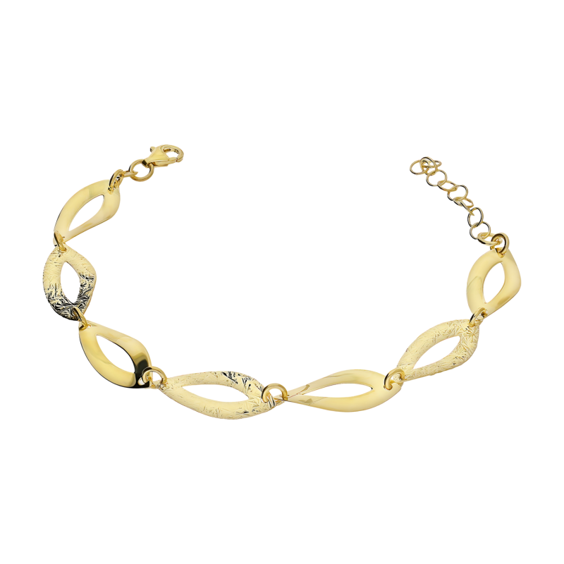 Bransoleta pozłacana gładkie i tłoczone łezki NI BRN37700 GOLD próba 925