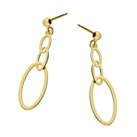 Kolczyki pozłacane trzy owalne ramki/sztyft NI ORN11324 GOLD próba 925