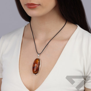 Srebrna Zawieszka z Bursztynem Miodowym - JubilerSezam.pl