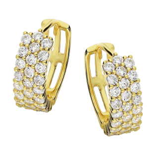 Kolczyki pozłacane koło 13 mm z białymi cyrkoniami/zatrzask NI ORZ00099 GOLD próba 925