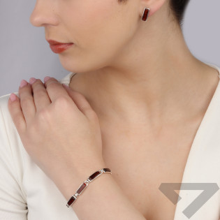 Kolczyki srebrne bursztyn koniakowy w prostokątnej formie