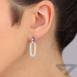 Kolczyki srebrne owal z cyrkoniami i gładki owal/sztyft HS2001 próba 925