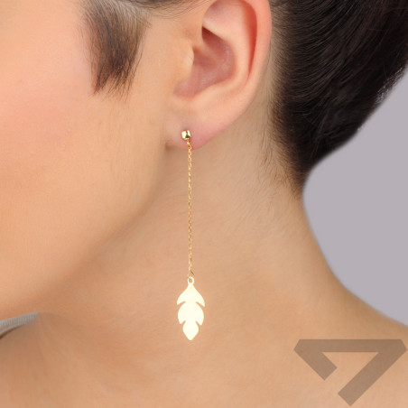 Kolczyki pozłacane gładki liść na ankerze/sztyft A6 07180319-00 próba 925