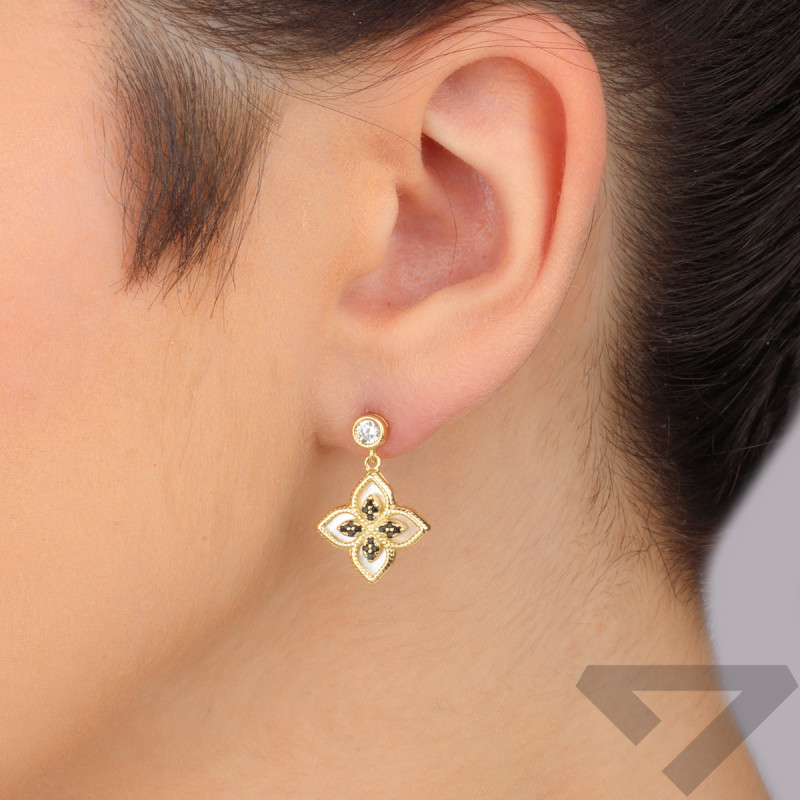 Pozłacane Kolczyki Koniczynki z Cyrkoniami - JubilerSezam.pl