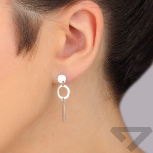 Kolczyki srebrne pinezka i koło ramka z pałką/sztyft AT819 ROD próba 925