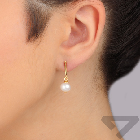 Kolczyki pozłacane z białą perłą na pałce/sztyft A6 07186397-00 próba 925
