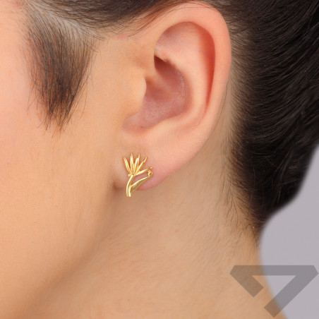 Kolczyki pozłacane kwiat z łodygą/sztyft A6 07180516-00 próba 925