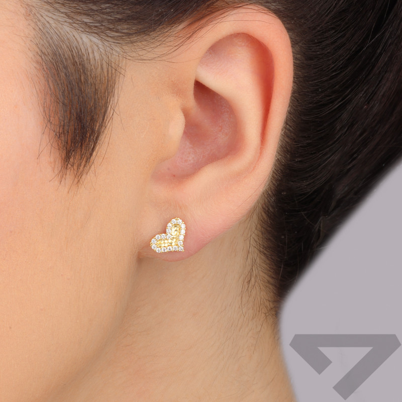 Pozłacane kolczyki serca z cyrkoniami pr. 925 - JubilerSezam.pl