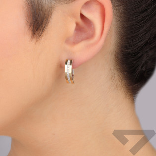 Kolczyki srebrne rząd cyrkonii i złote blaszki/ang.zap. PX G0213_AU375 blaszka gold