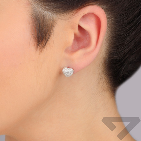 Kolczyki srebrne wypukłe serce z cyrkoniami/sztyft HS1976 próba 925