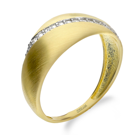 Pierścionek blaszka gładka i mat z cyrkoniami