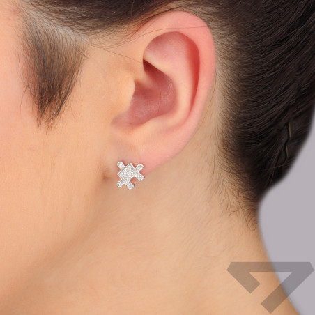 Kolczyki srebrne puzzle z cyrkoniami/sztyft TB 23655 próba 925