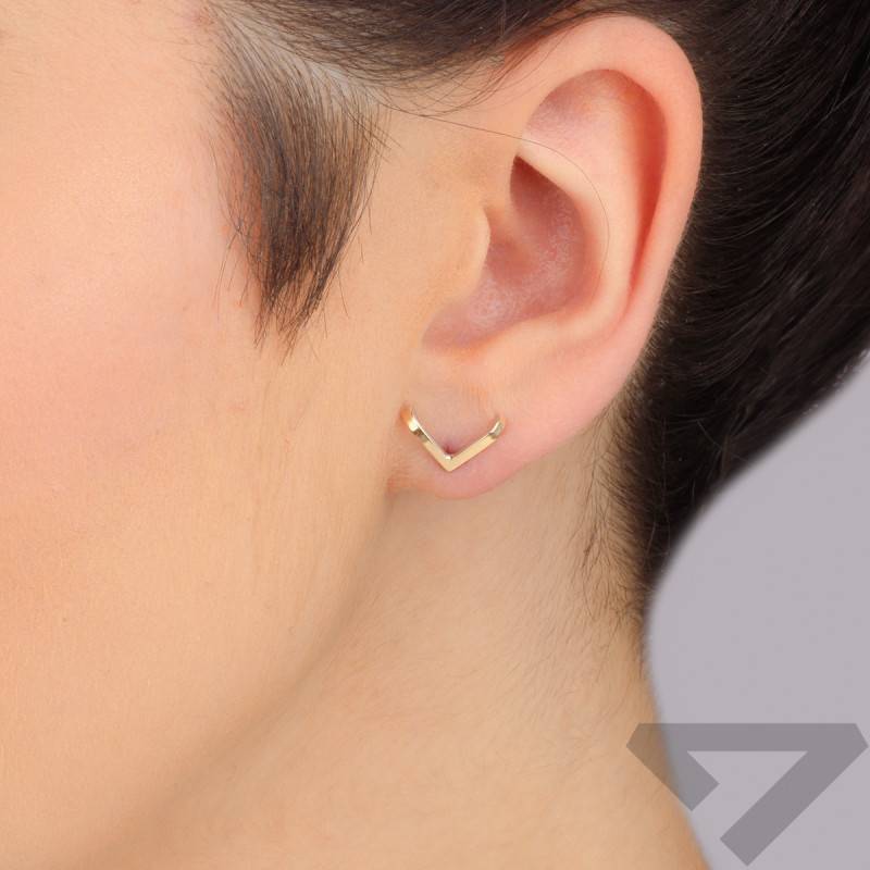 Kolczyki srebrne szpic ze złotą blaszką/sztyft PX G1221_AU375 blaszka gold