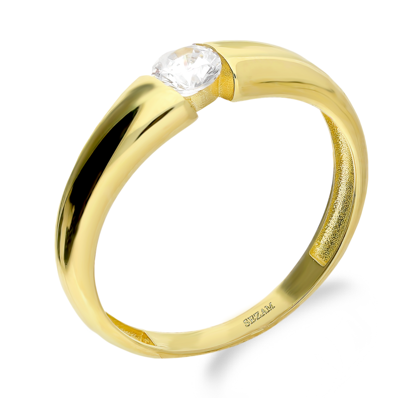 Pierścionek złoty ETERNO z białą cyrkonią OL ALY746 próba 375