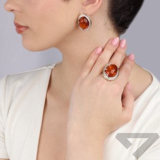 Kolczyki srebrne owalny bursztyn i złota blaszka/ang.zap. PX 623_AU375 blaszka gold