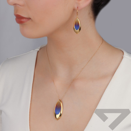 Kolczyki pozłacane kropla z tytanem/big.zam. A6 07128035-91 próba 925