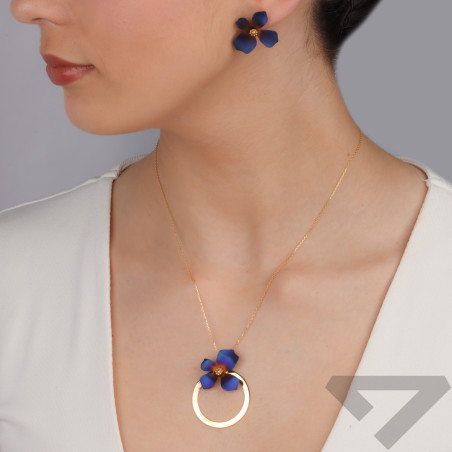 Naszyjnik pozłacany kwiatek z tytanem i koło/anker A6 07580659-00 próba 925