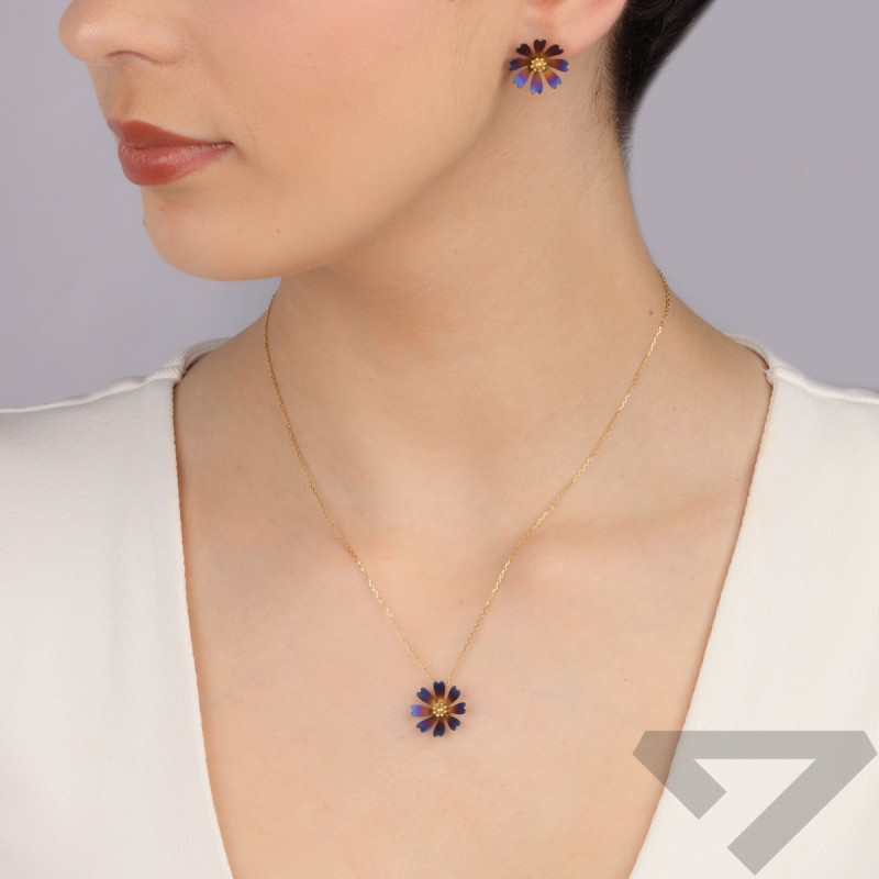 Kolczyki pozłacane kwiatek z tytanem/sztyft A6 07180658-00 próba 925