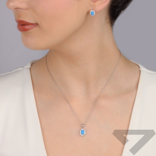 Srebrny Komplet z Opalami - Kolczyki i Zawieszka pr. 925 - JubilerSezam.pl