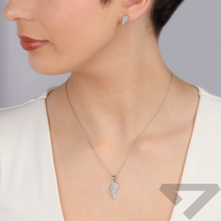 Komplet srebrny kolczyki i zawieszka skrzydło z cyrkoniami HS1968 próba 925